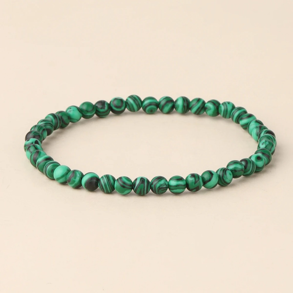 4mm Natural Green Malachite Bracelet